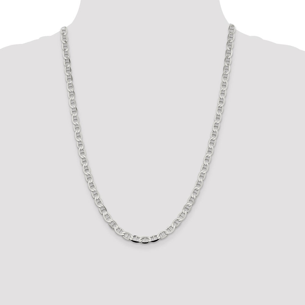 Sterling Silver 5.7mm Flat Anchor Chain 24 Inches