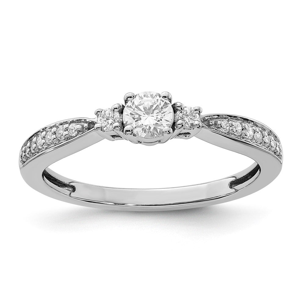 10k White Gold 1/3 carat Lab Grown Diamond VS/SI+ G+ Complete Petite Engagement Ring
