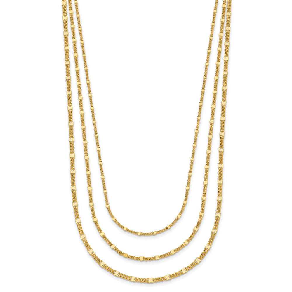Sterling Silver Gold-tone Multi-strand with 1.5in ext. Necklace