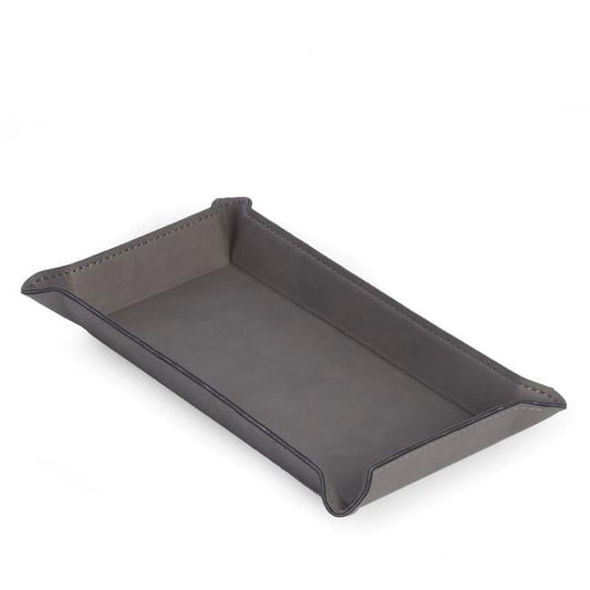 Bey-Berk International UC101G Leatherette Rectangular Valet Tray, Grey