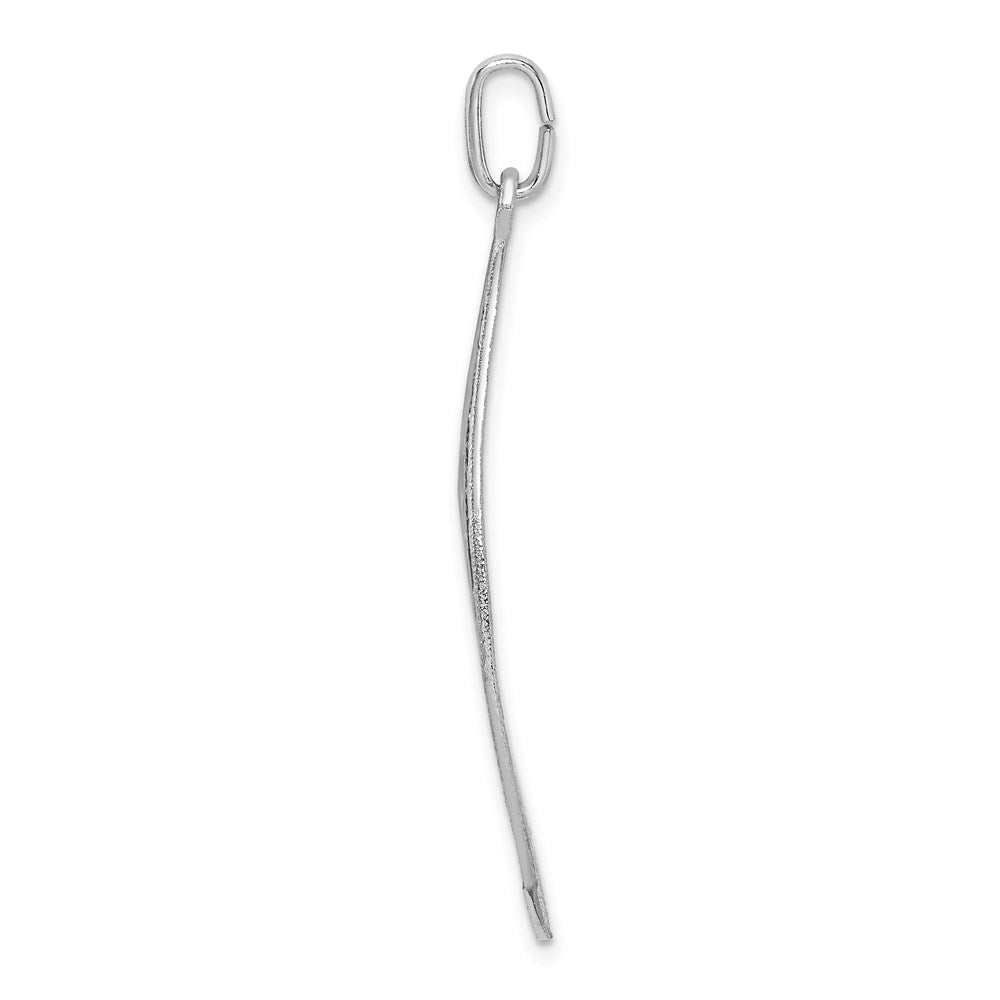 Sterling Silver Rhodium-plated Polished Leaf Pendant