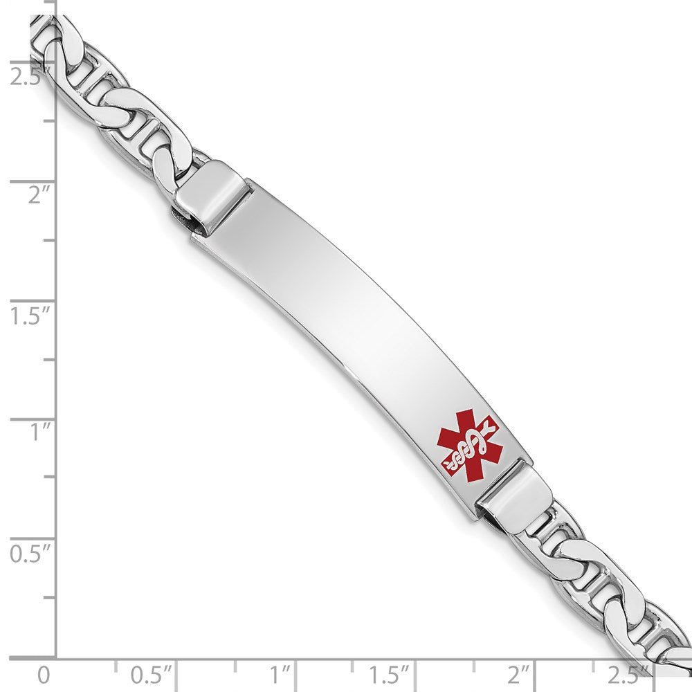 Sterling Silver Rhodium-plated Medical ID Anchor Link Bracelet 8 inches