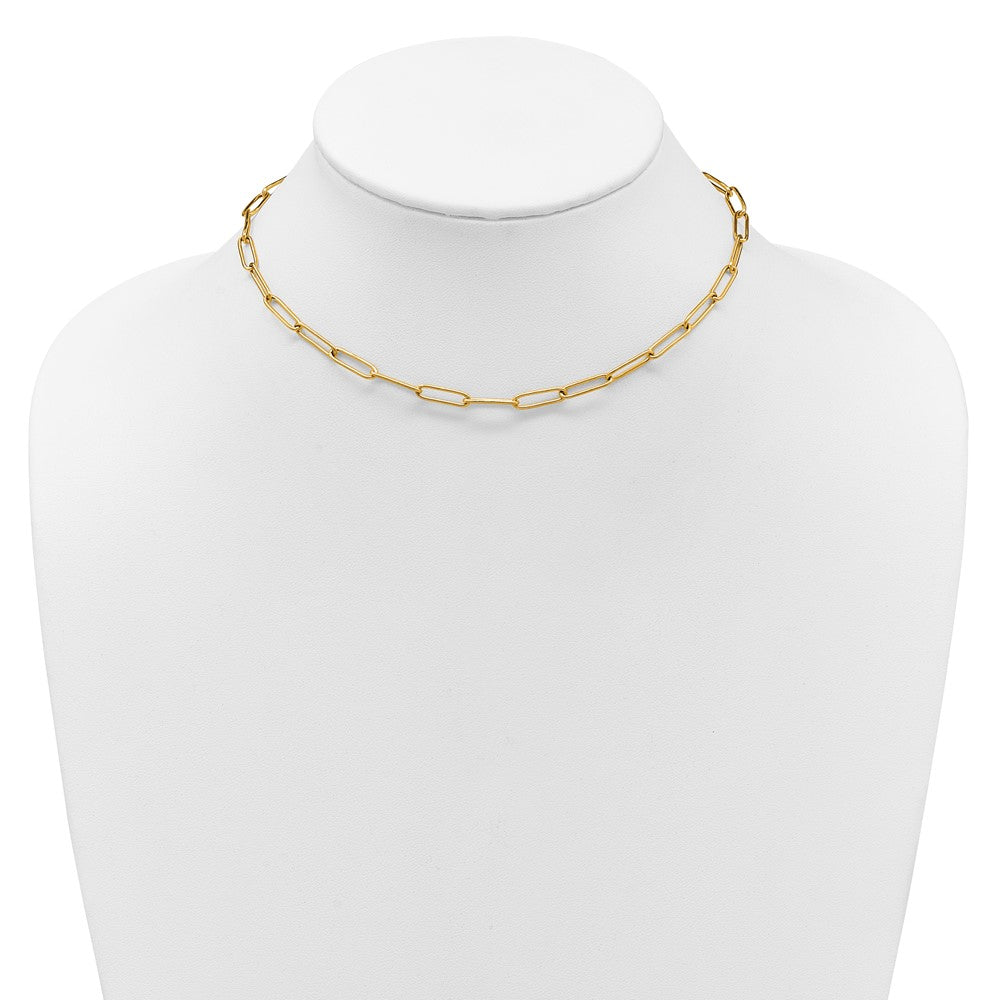 Stainless Steel Polished Yellow IP Paperclip Link 15in w/2in ext. Necklace