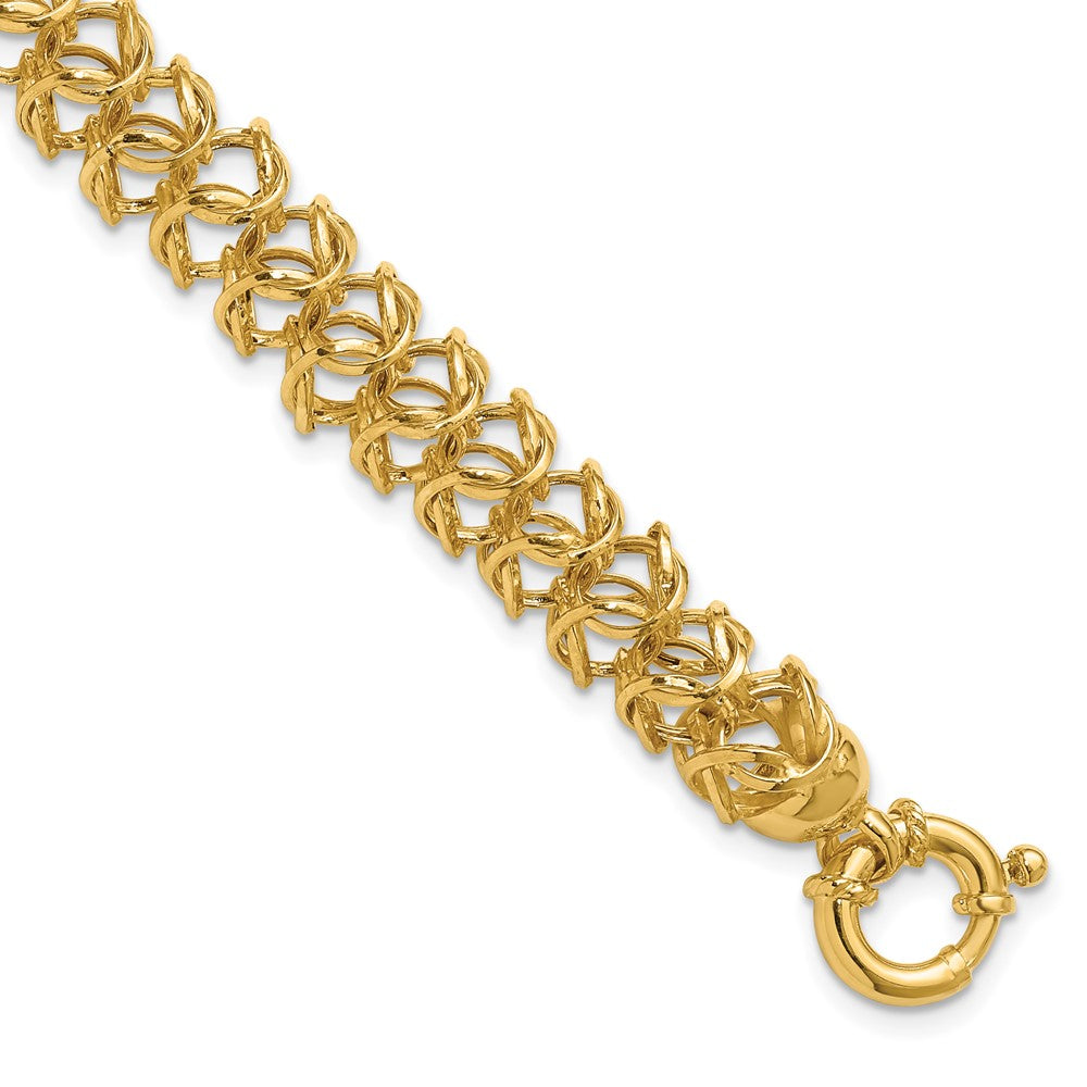 14K Polished Woven Link Bracelet 8  inches