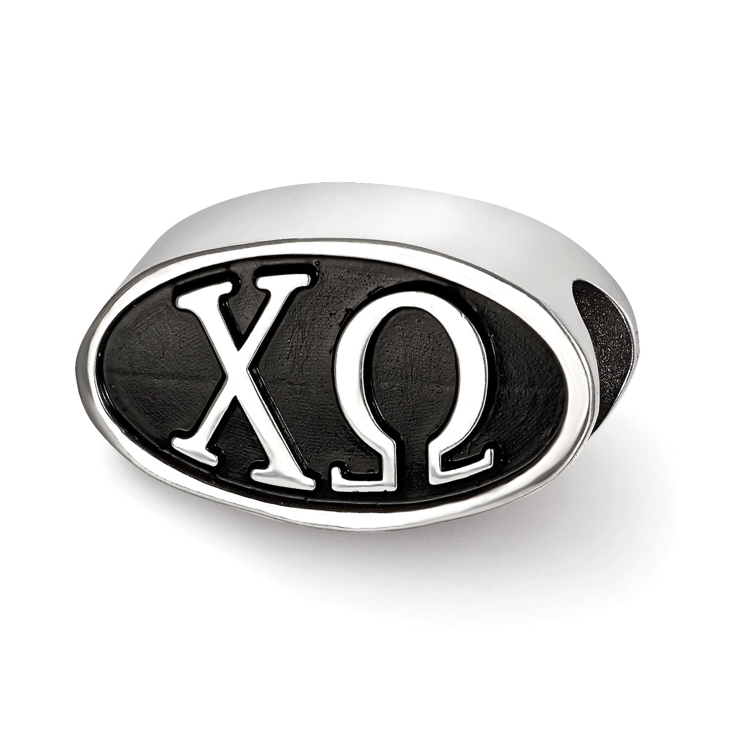 Sterling Silver LogoArt 15.25mm Chi Omega Sorority Greek Letters Enameled Oval Bead