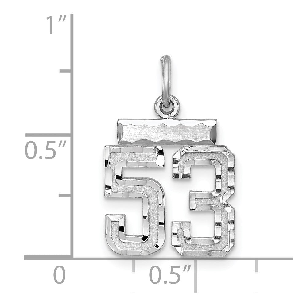 Sterling Silver Rhodium-plated Diamond-cut #53 Charm