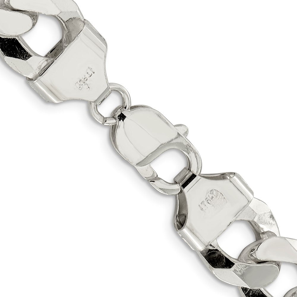 Sterling Silver 14mm Beveled Curb Chain 20 Inches
