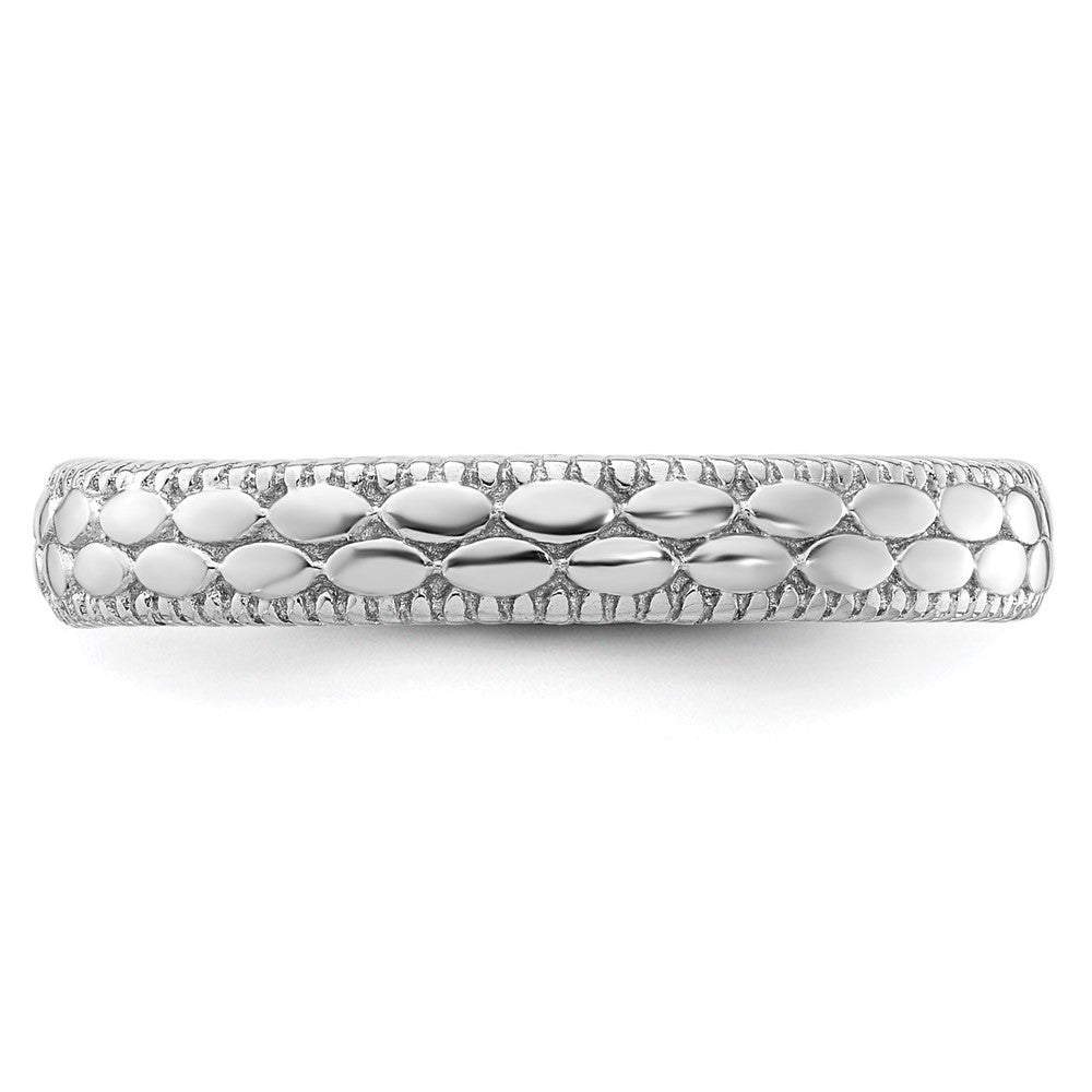 Sterling Silver Stackable Expressions Rhodium-plated Patterned Ring Size -8