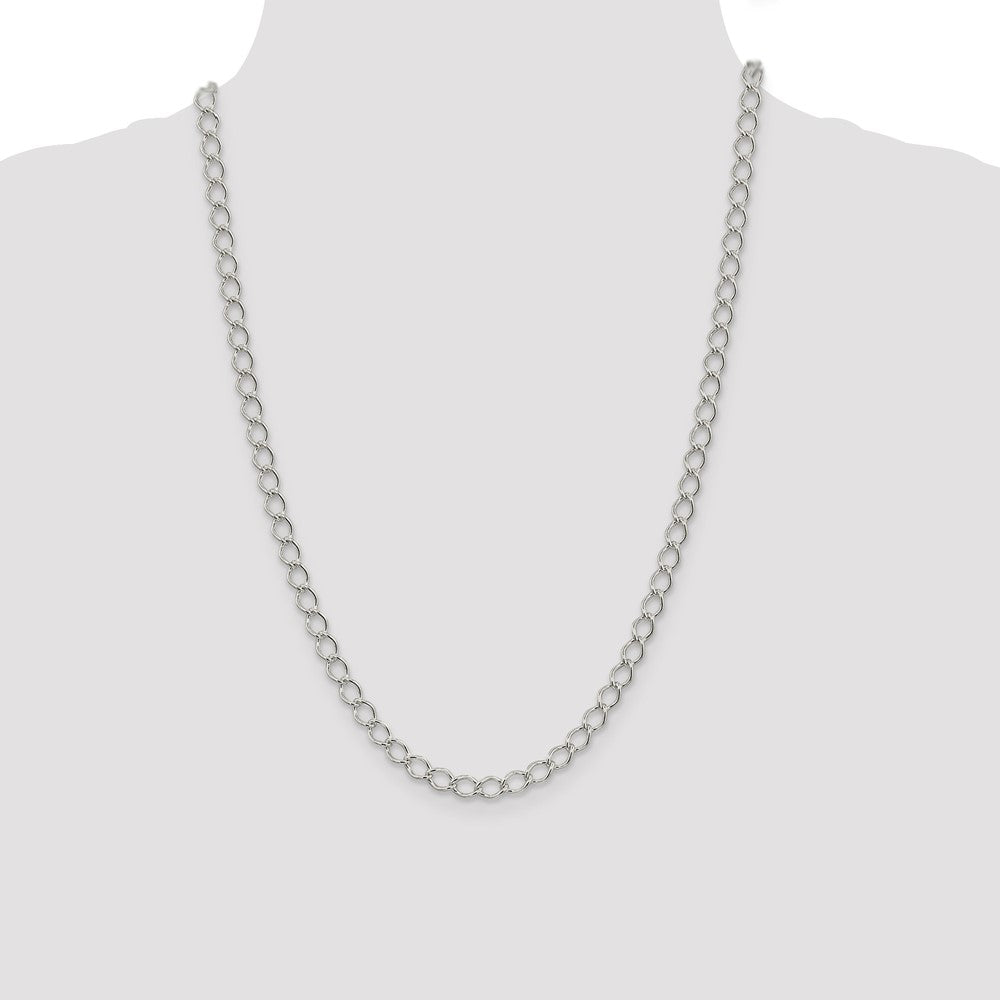Sterling Silver 5.75mm Fancy Open Curb Chain 24 Inches
