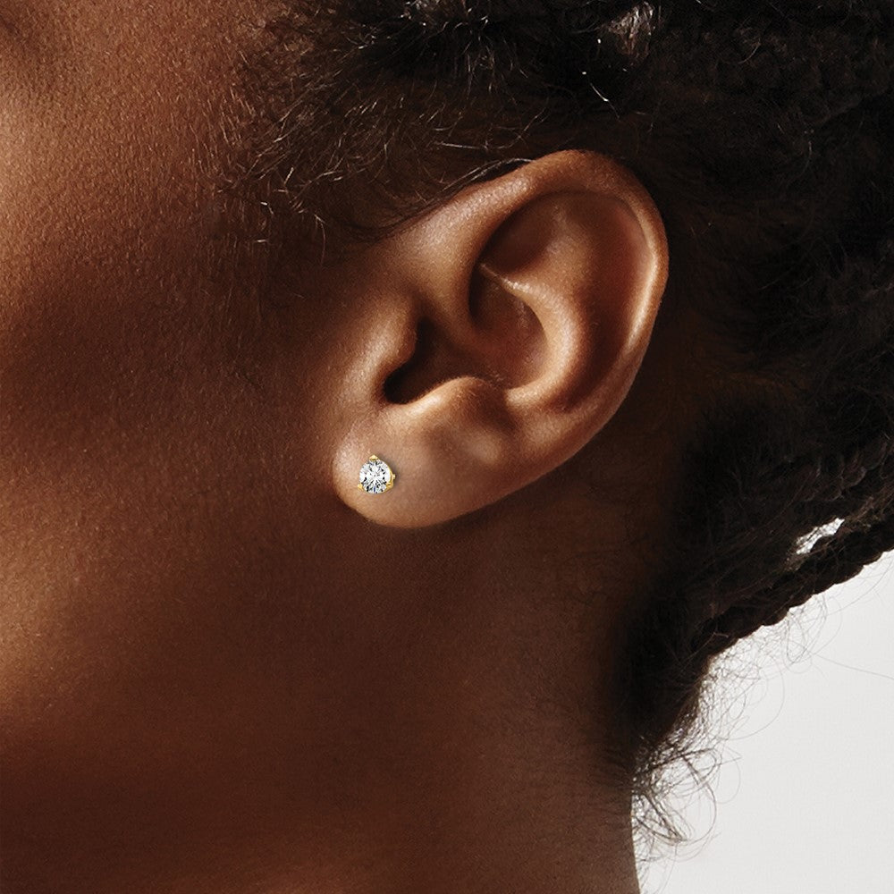 14k Yellow Gold 1/2 ctw Lab Grown Diamond VS+ F+ Round 3 Prong Heavy Wt. Screwback Stud Earrings