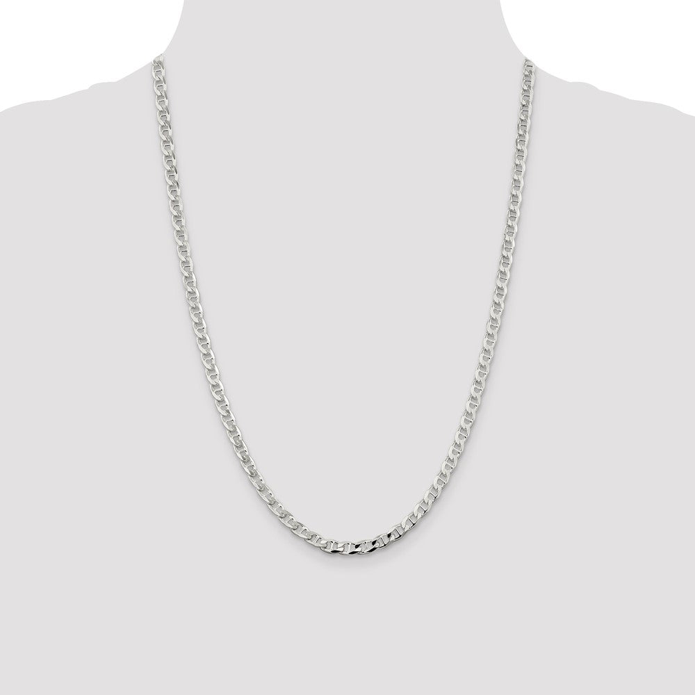 Sterling Silver 4.65mm D/C Flat Anchor Curb Chain 24 Inches