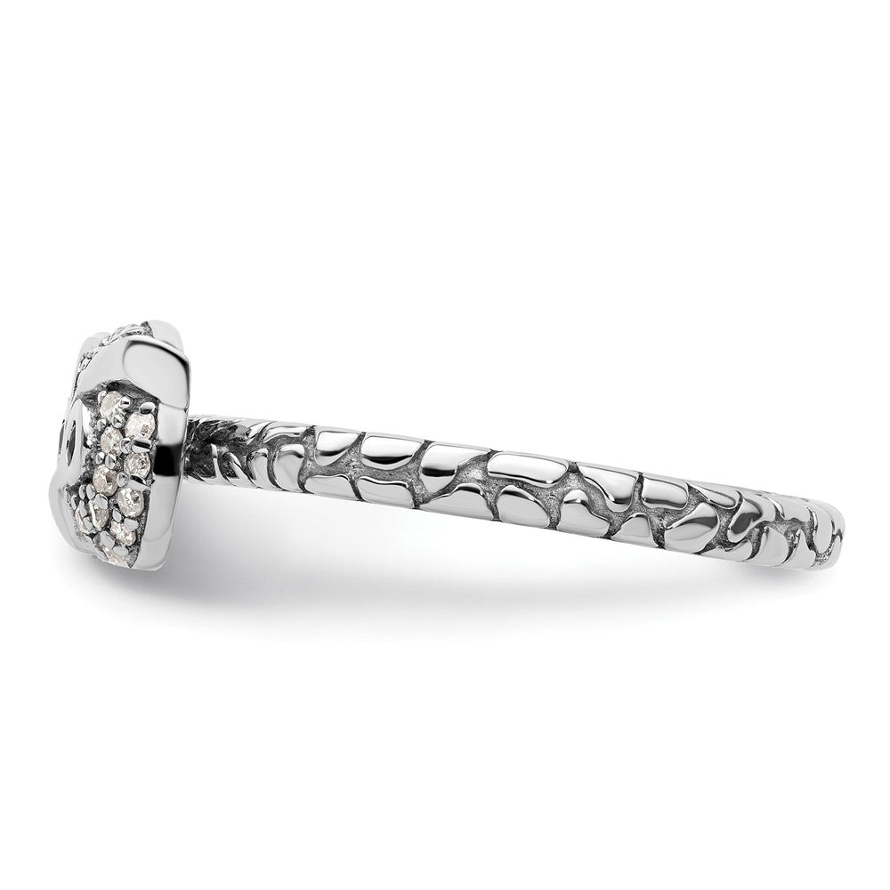 Sterling Silver Stackable Expressions Garnet & Diamond Owl Ring Size -6