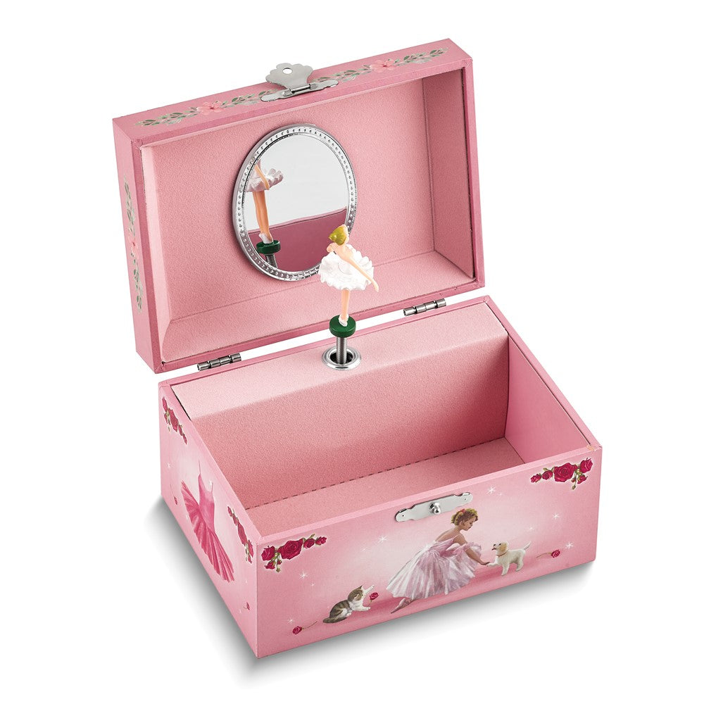 Childrens Ballerina Mirrored Musical Jewelry Box (Plays Sur le pont d' Avignon)