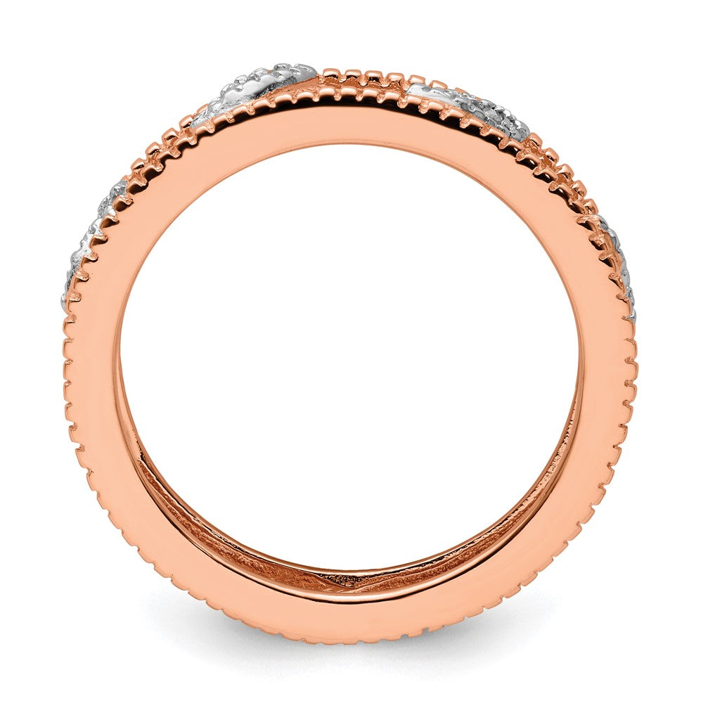 Sterling Silver Stackable Expressions Rose Gold-plated Diamond Jacket Ring Size -5