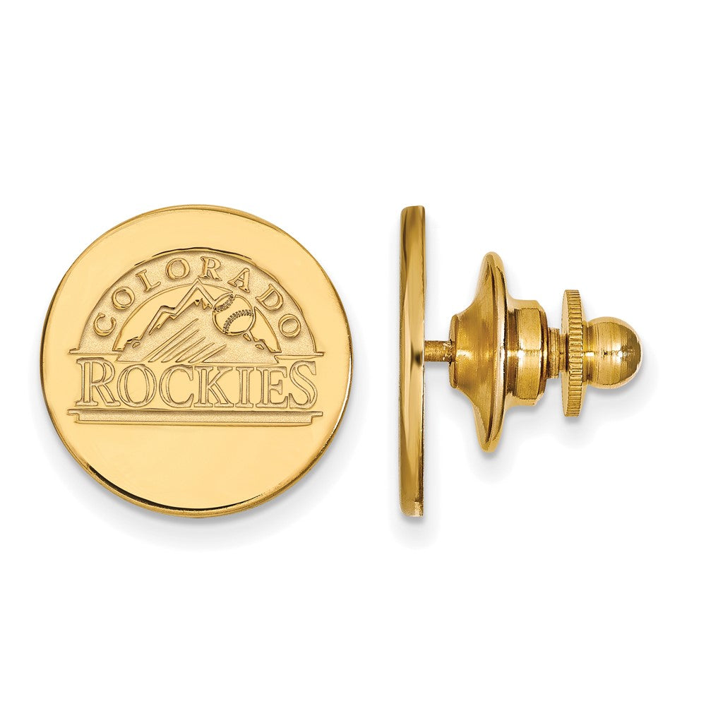 Sterling Silver Gold Plated Major League Baseball LogoArt Colorado Rockies Pin