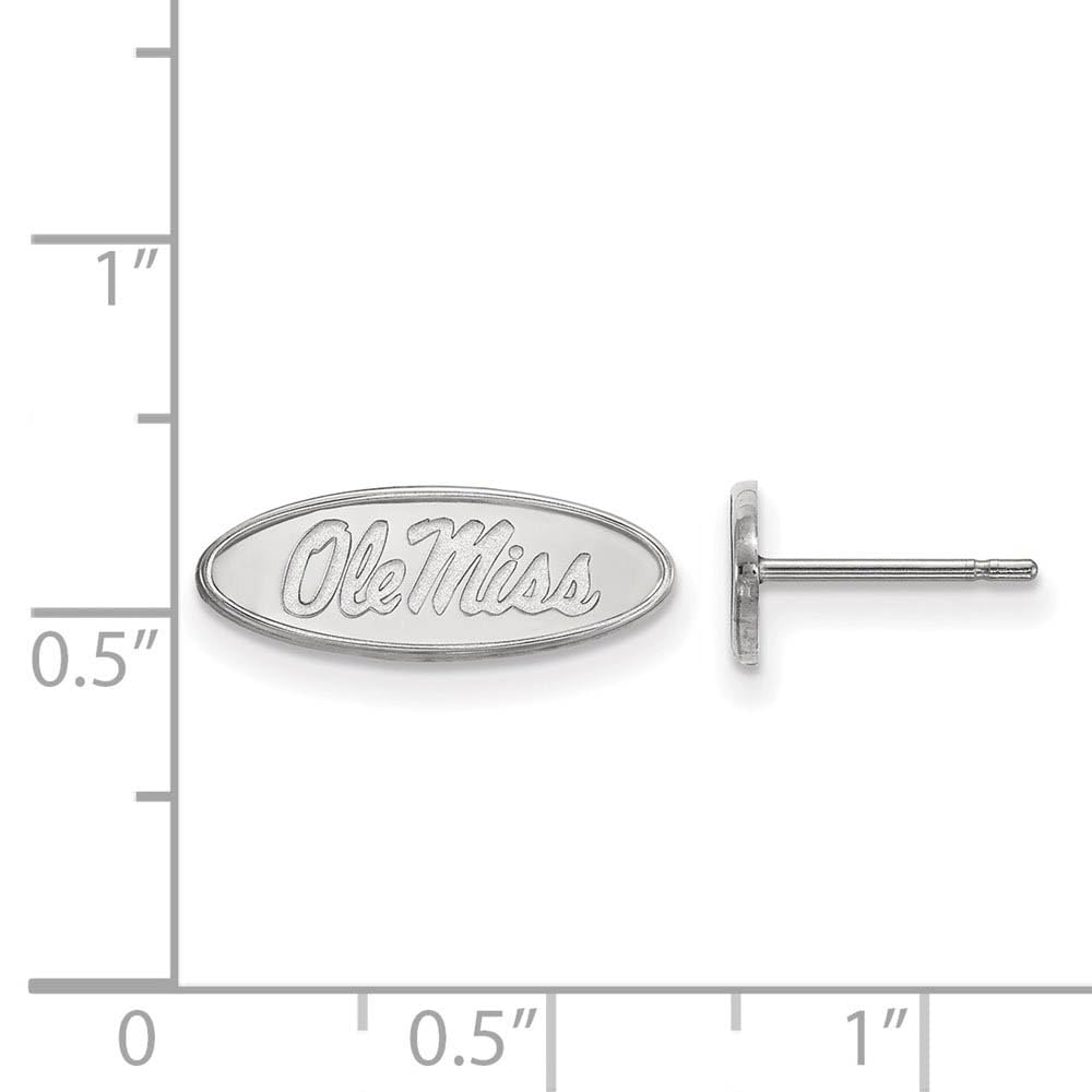 Sterling Silver Rhodium-plated LogoArt University of Mississippi Ole Miss Oval Extra Small Post Earrings Q-SS008UMS