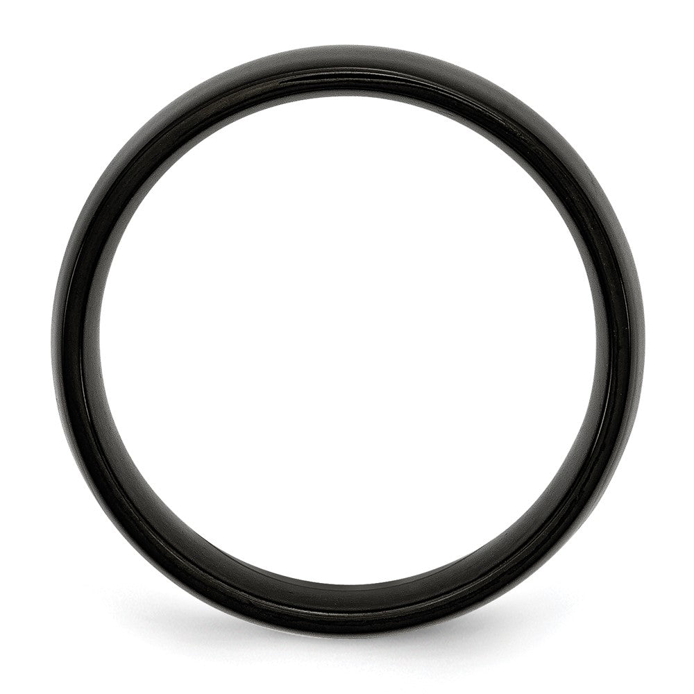 Stainless Steel 6mm Black IP-plated Polished Band Size - 7.5