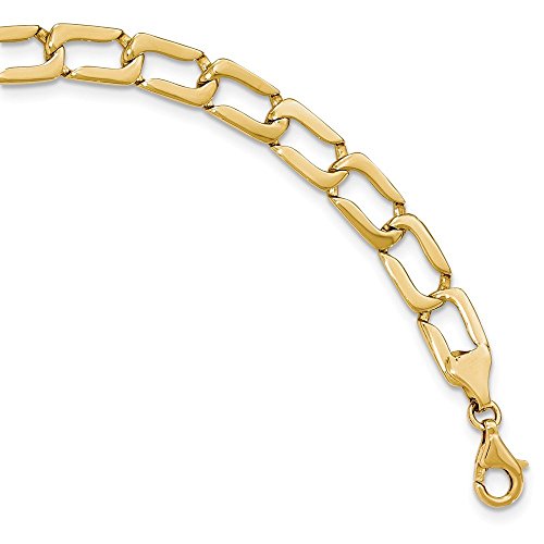 14k Polished 9mm Fancy Rectangular Curb Link 8.5 inch Bracelet
