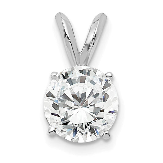 14k White Gold 1 carat Lab Grown Diamond VS+ F+ Round Complete Four Prong Solitaire Pendant