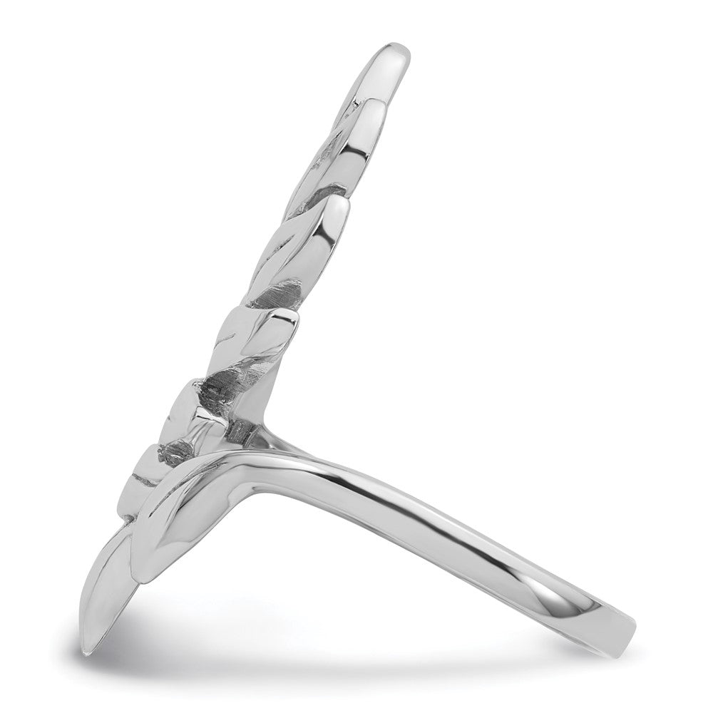 Sterling Silver Rhodium-plated Polished Leaf Size 6 Ring