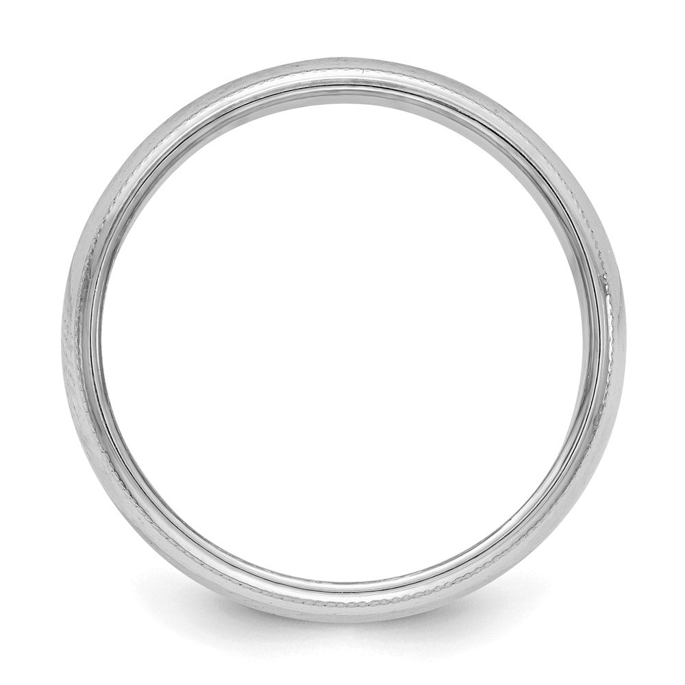 Sterling Silver Rhodium-plated 5mm Half Round Milgrain Size 11.5 Band