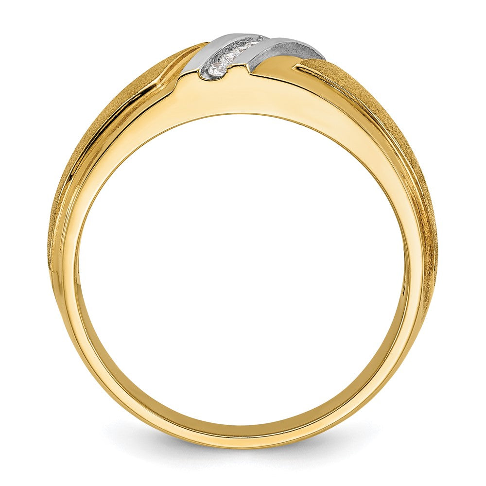 IBGoodman 14k with White Rhodium Men's Polished and Satin 1/20 Carat AA Quality Diamond Ring