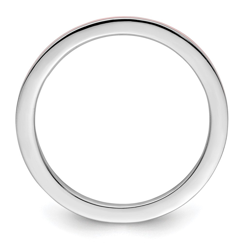 Sterling Silver Stackable Expressions Pink Enameled 1.5mm Ring Size -9