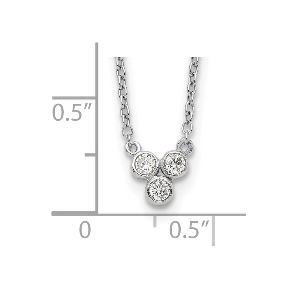 Sterling Silver Rhodium-plated 3-CZ w/ 2in ext Necklace 16 Inches