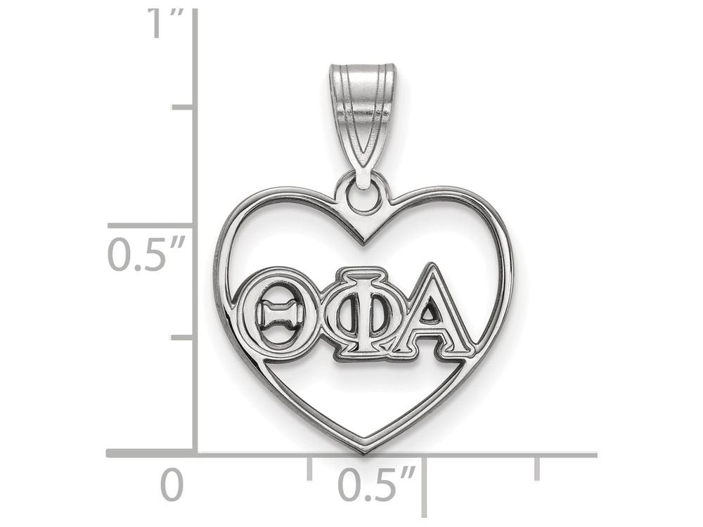 Sterling Silver Official Licensed Greek Sororities Theta Phi Alpha (???) Heart Pendant