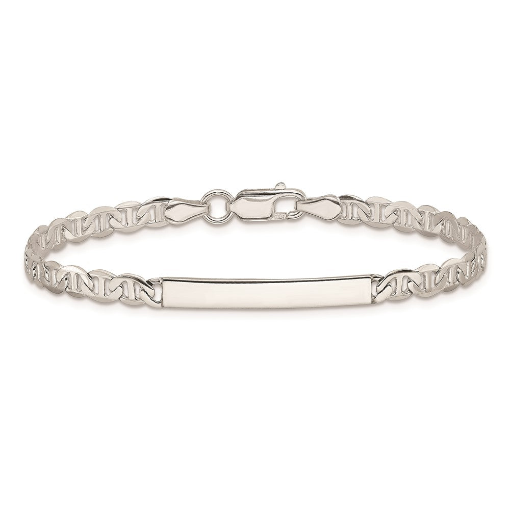 Sterling Silver 8inch Polished Engraveable Anchor Link ID Bracelet 8 inches