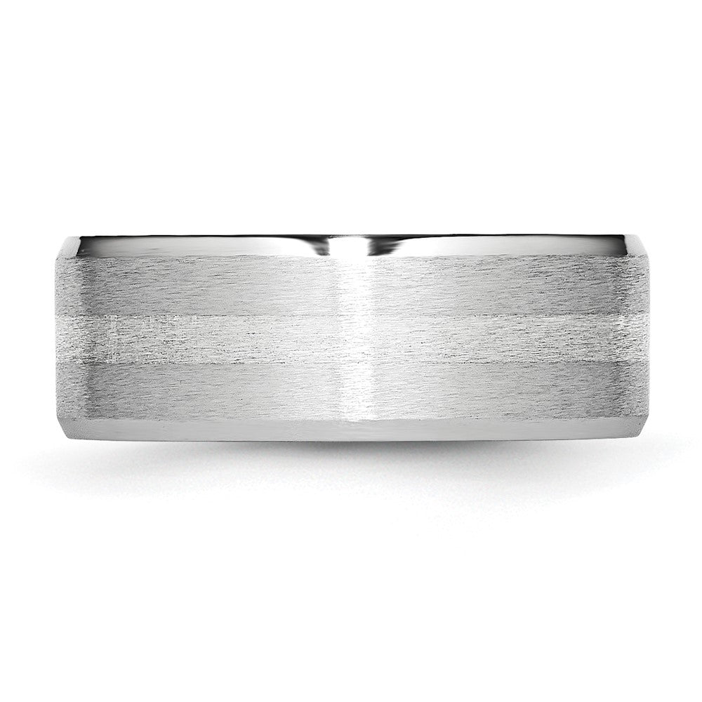Cobalt Sterling Silver Inlay Satin/Polished Beveled Edge 8mm Band Size - 12.5