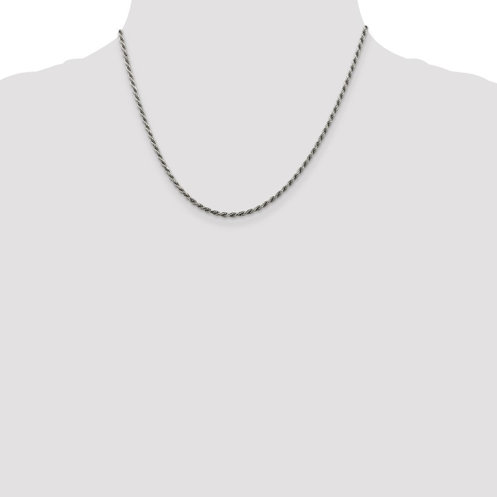 Sterling Silver Rhodium-plated 2.25mm Diamond-cut Rope Chain 18 Inches