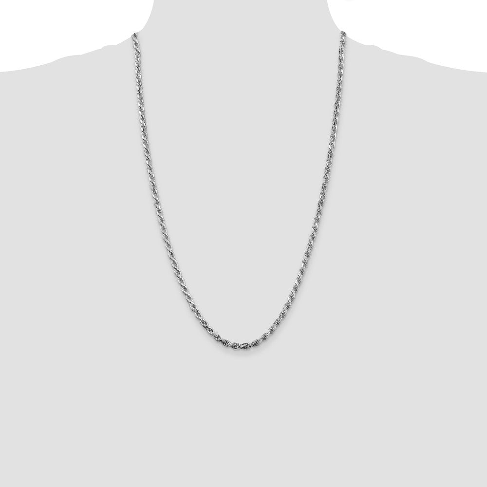 Sterling Silver Rhodium-plated 3.75mm Diamond-cut Rope Chain 26 Inches