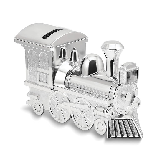 Silver-tone Finish Metal Train Bank