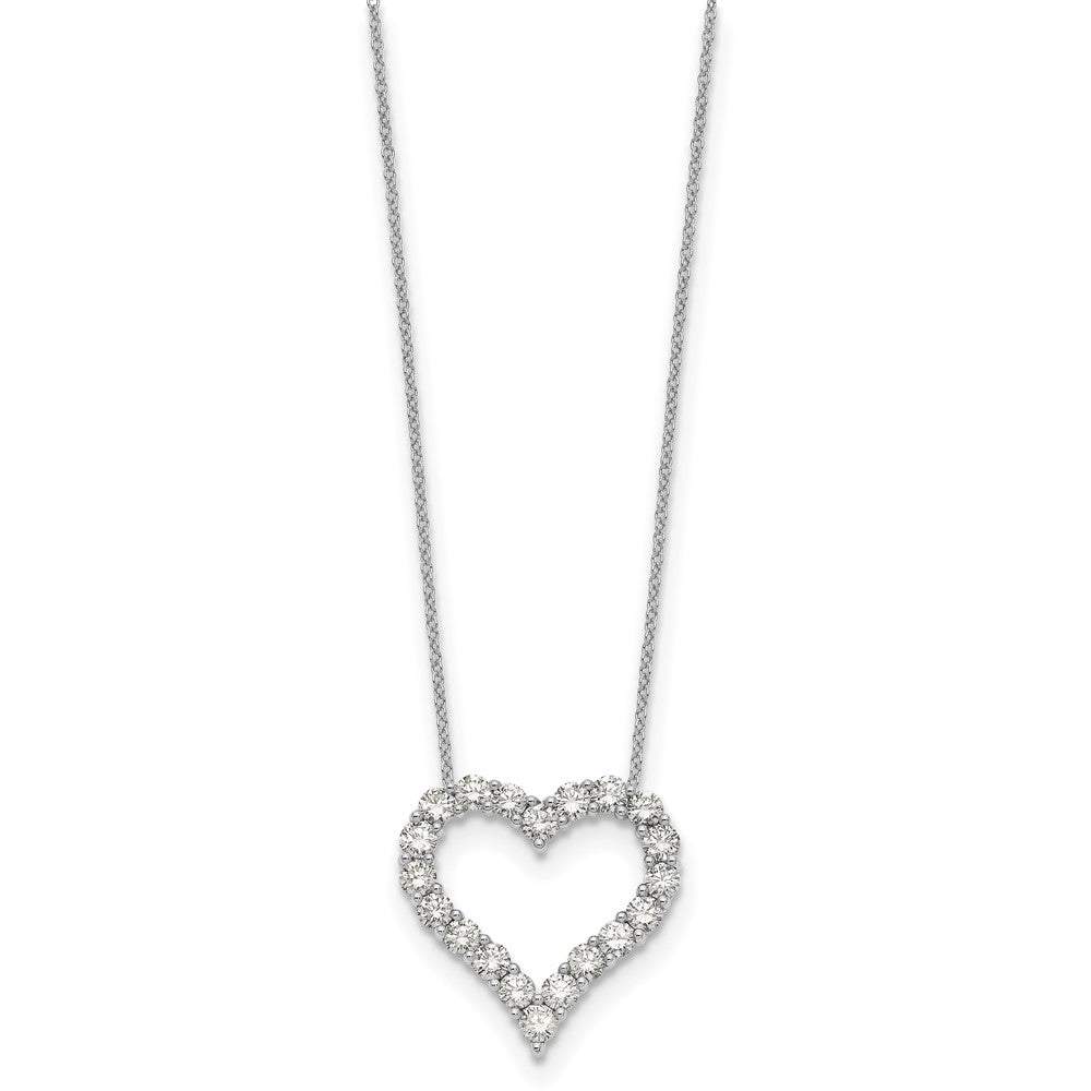 True Origin 14K White Gold 2 carat Lab Grown Diamond VS+ F+ Complete 18in Open Heart Necklace