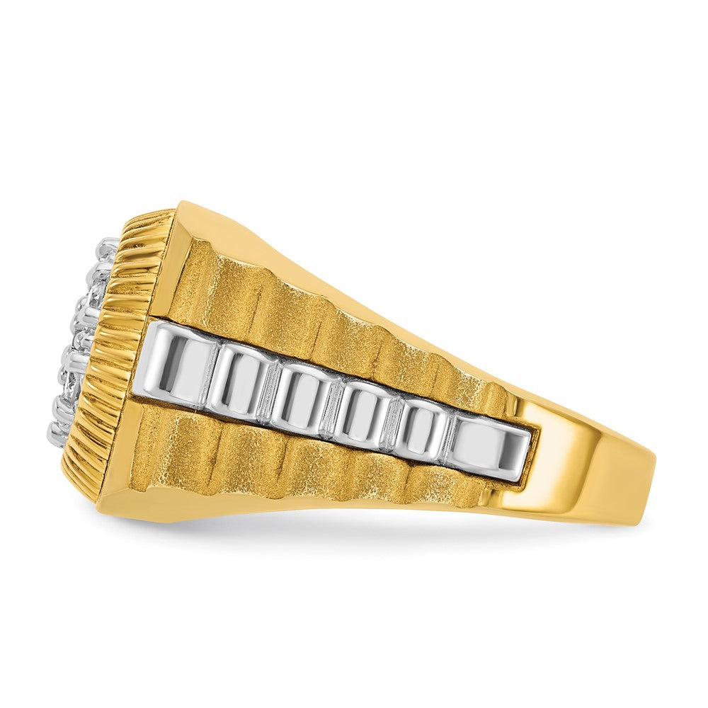 IBGoodman 14k Two-tone Men's Polished Satin and Textured Cluster Ring Mounting