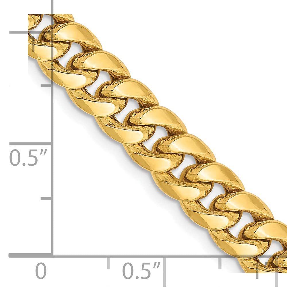 14K 7 inch 6.75mm Semi-Solid Miami Cuban with Lobster Clasp Bracelet