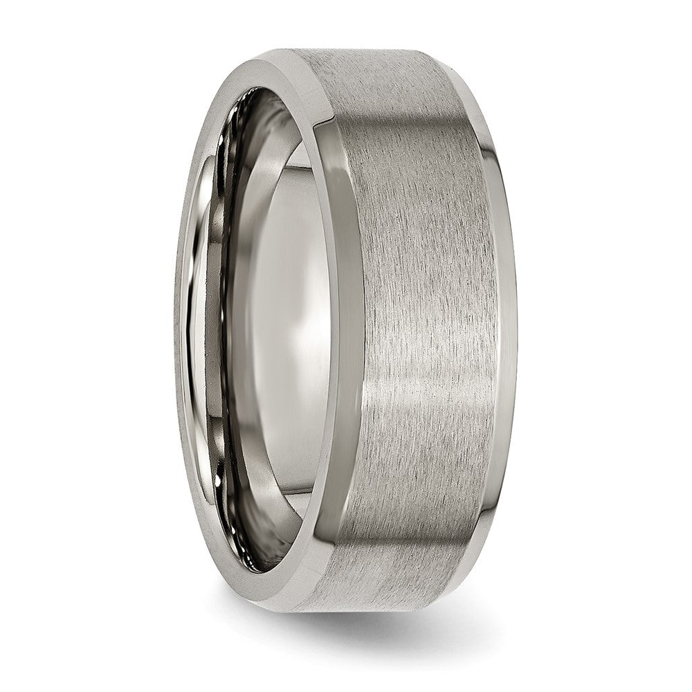Titanium Brushed and Polished 8mm Beveled Edge Band Size - 6