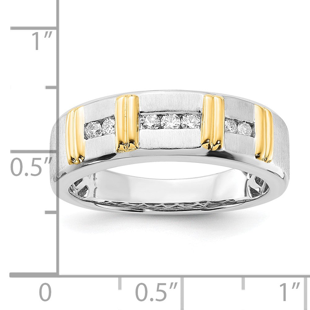 10K Two-tone Polished & Satin Diamond Band