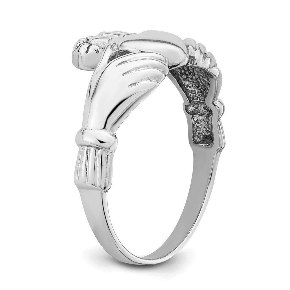 14k White Gold Men's Claddagh Ring Size 9