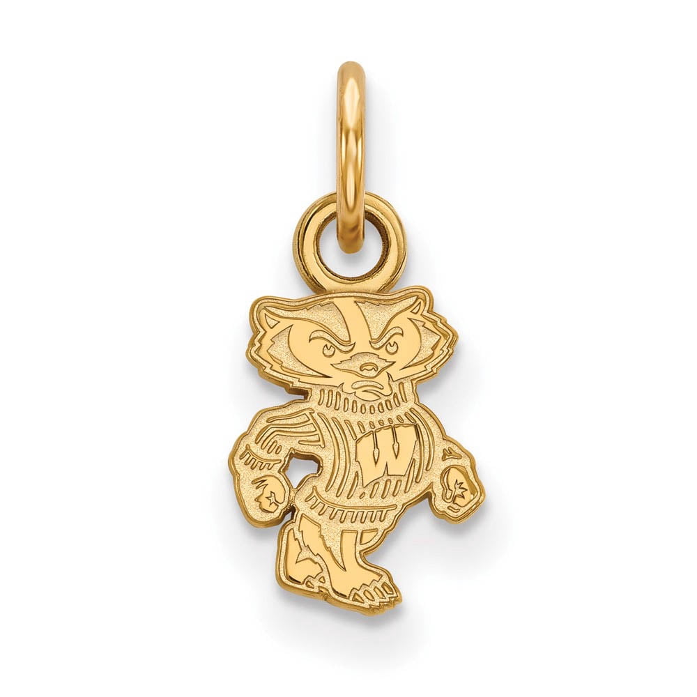 Sterling Silver Gold-plated LogoArt University of Wisconsin Badger Extra Small Pendant Q-GP043UWI