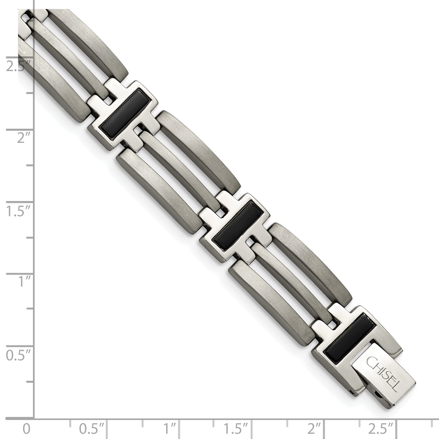 Titanium Brushed and Polished Black IP-plated 8.5in Bracelet 8.5 inches