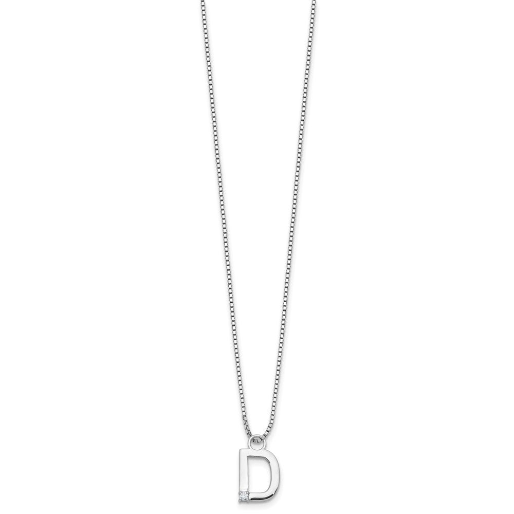 White Ice Sterling Silver Rhodium-plated 18 inch Diamond Letter D Initial Necklace plus 2 inch Extender 18 Inches