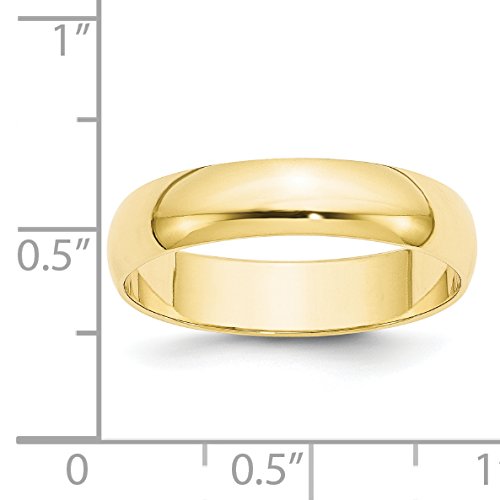 10k Yellow Gold 5mm Lightweight Half Round Wedding Band Size 13.5
