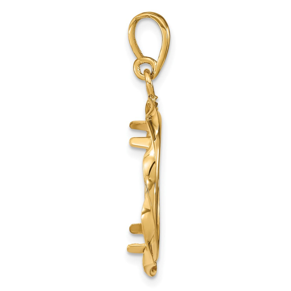 Wideband Distinguished Coin Jewelry 14k Polished Hand Twisted Ribbon 17.8mm Prong Coin Bezel Pendant