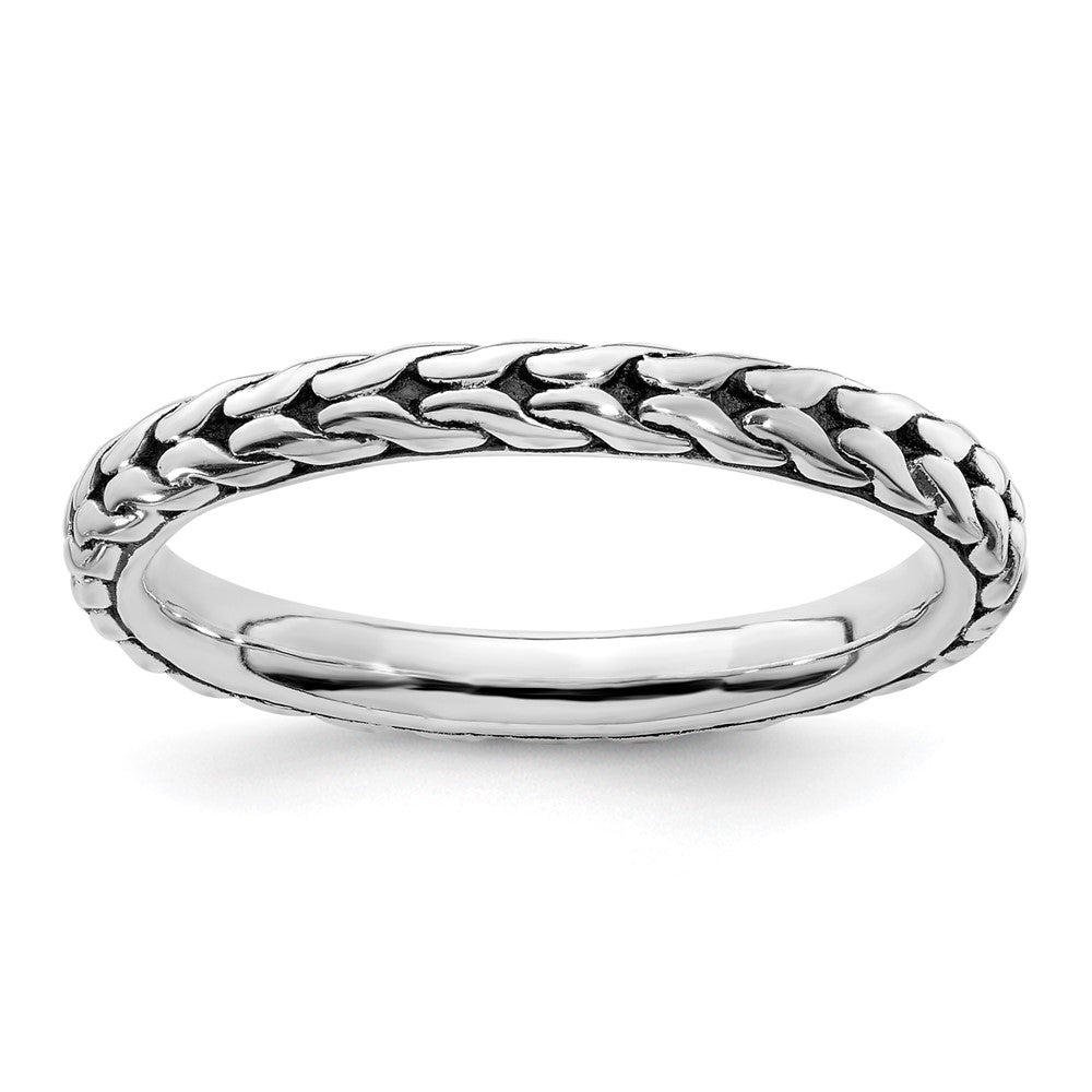 Sterling Silver Stackable Expressions Antiqued Ring Size -7