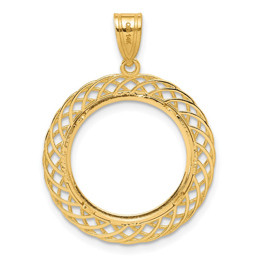 14k Polished Quad Loop with 32.7mm Prong Coin Bezel Pendant