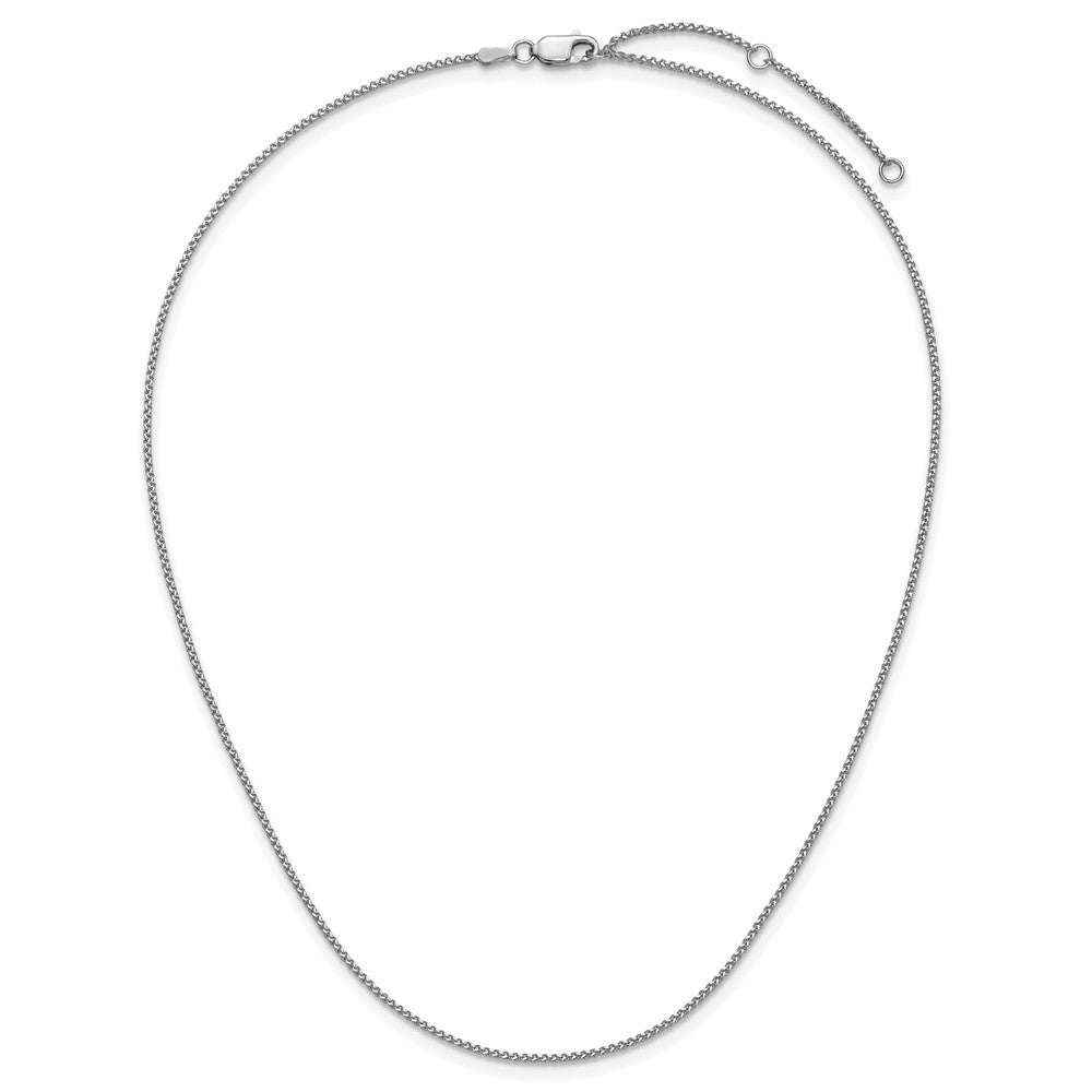 14K White Gold 1.2mm D/C Spiga 1in+1in Adjustable Chain
