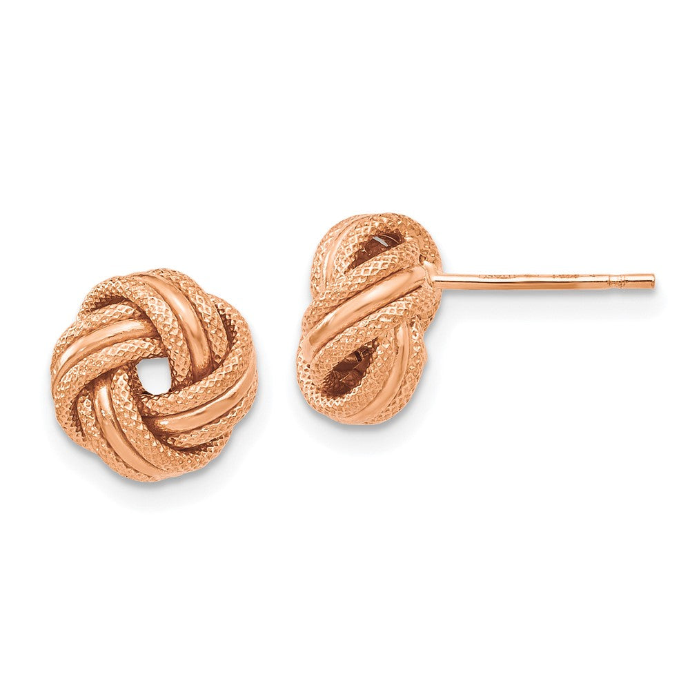 14K with Rose Gold Plating Knot Polished D/C Post Earrings