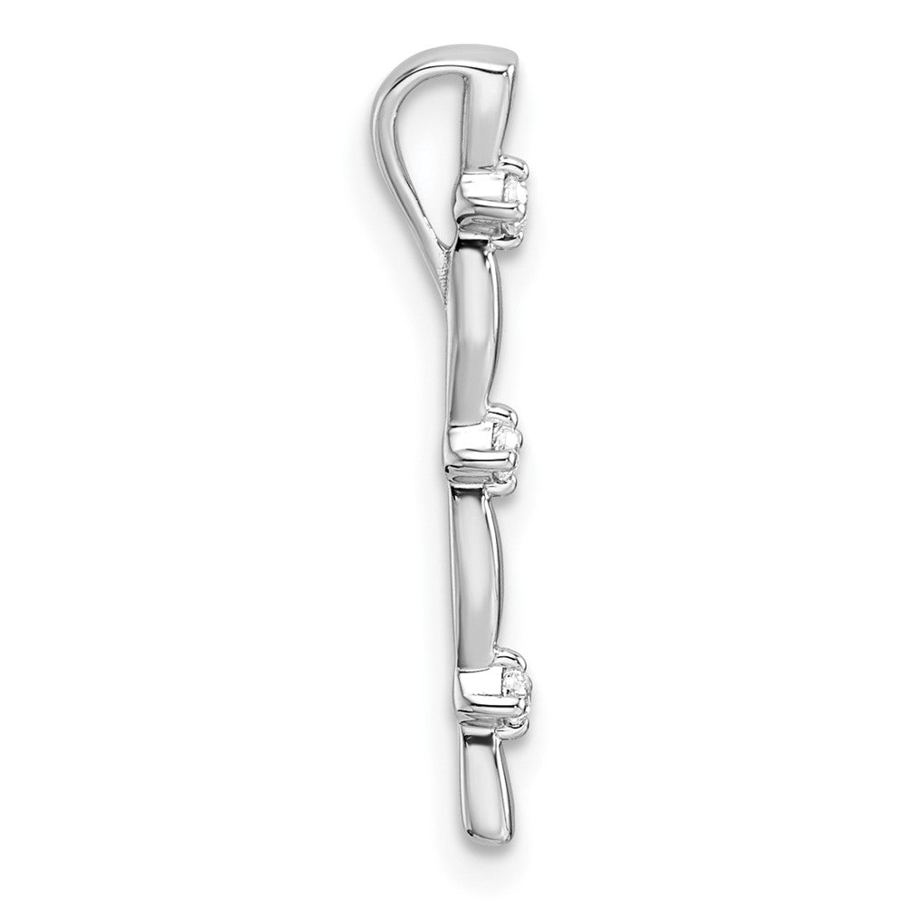 14k White Gold 1/20 carat Lab Grown Diamond VS/SI+ G+ Fancy Bar Chain Slide Pendant